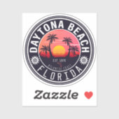 Sticker Daytona Beach Floride Palmiers Souvenirs 60s (Feuille)