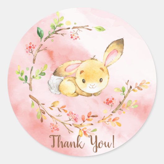 Sticker de Baby shower de lapin doux Favoriser Mer (Devant)