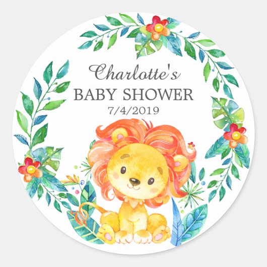 Sticker de Baby shower de Lion Jungle Merci Favori (Devant)