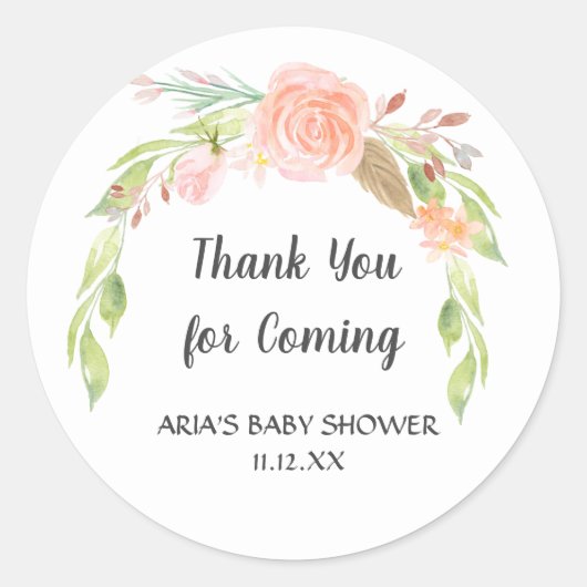 Sticker de Baby shower de pivoines bleues Favorise (Devant)