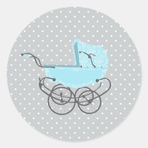 Sticker de Baby shower de Pram Bleu