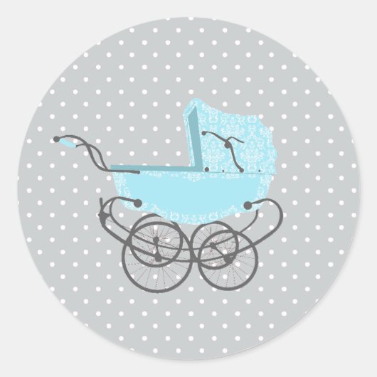 Sticker de Baby shower de Pram Bleu (Devant)