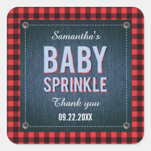 Sticker de Baby shower Lumberjack Plaid et Jean