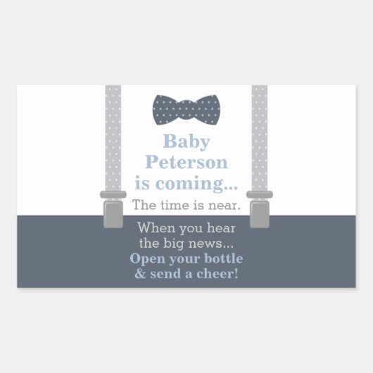 Sticker de baby shower, Petit Homme, Cravate de bo (Devant)