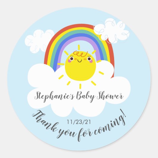 Sticker de Baby shower Sunshine Arc-en-ciel (Devant)