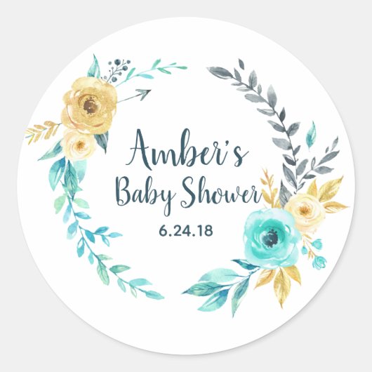 Sticker de balise Little Man Baby shower Wreath Fa (Devant)
