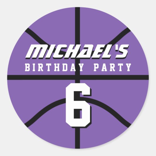 Sticker de basket-ball violet Sports Anniversaire (Devant)