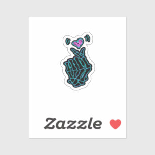 Sticker De Belles Mains De Squelette Avec Un Signal Coeur 