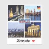 Sticker DE Berlin - Bikini Haus - Oberbaum - Skyline (Feuille)