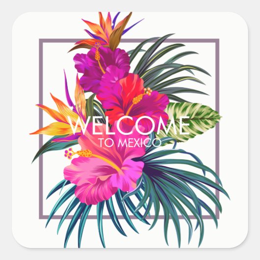 Sticker de bienvenue pour Bouquet floral tropical (Devant)