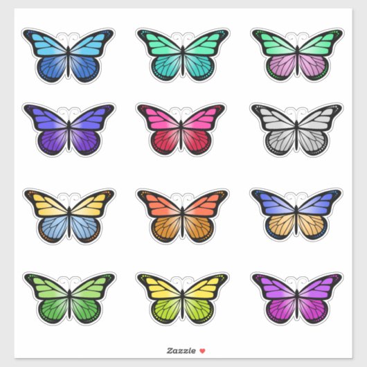 Sticker de bloc papillon coloré (Feuille)