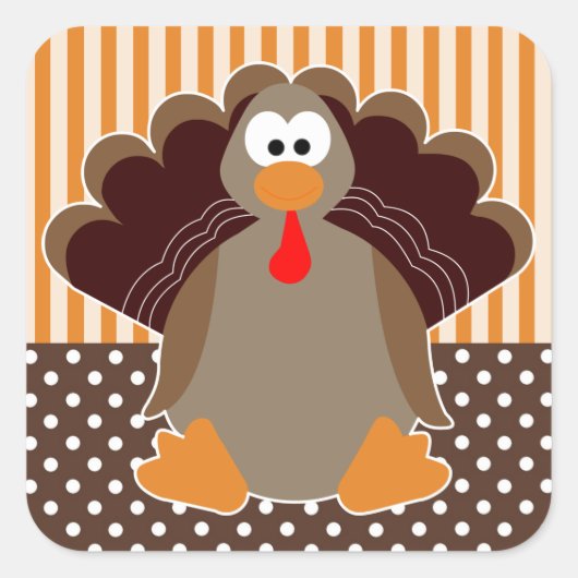 Sticker de Bon thanksgiving de dinde caricature mi (Devant)