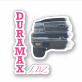 Sticker de camion noir Duramax LBZ avec bandes ros (Devant)