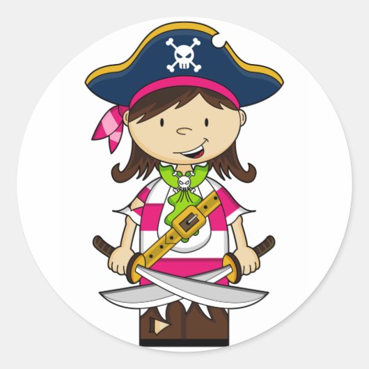 Sticker de capitaine de pirate fille (Devant)