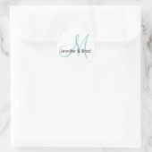 Sticker de chambre Mariage Monogramme Blanc Bleu (Sac)