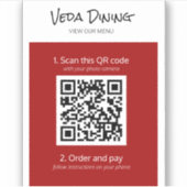 Sticker de code QR pour le menu Red Restaurant (Devant)