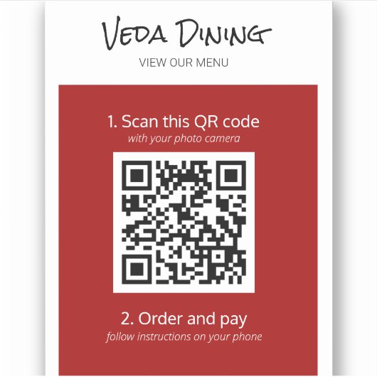 Sticker de code QR pour le menu Red Restaurant (Devant)