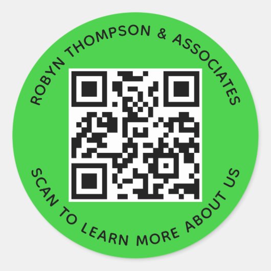 Sticker de code QR vert Lime Rond Affaires personn (Devant)