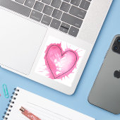 Sticker de coeur aquarelle (Ordinateur portable avec iPhone)