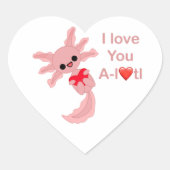 Sticker de coeur Axolotl de Valentine (Devant)