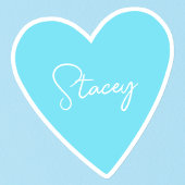 Sticker de coeur bleu fille avec nom