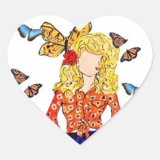 Sticker de coeur d'amour papillon