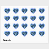 Sticker de coeur de Doodle Bleu (Feuille)