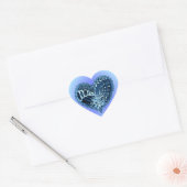 Sticker de coeur de Doodle Bleu (Enveloppe)