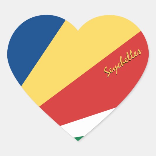 Sticker de coeur des Seychelles, Drapeau des Seych (Devant)