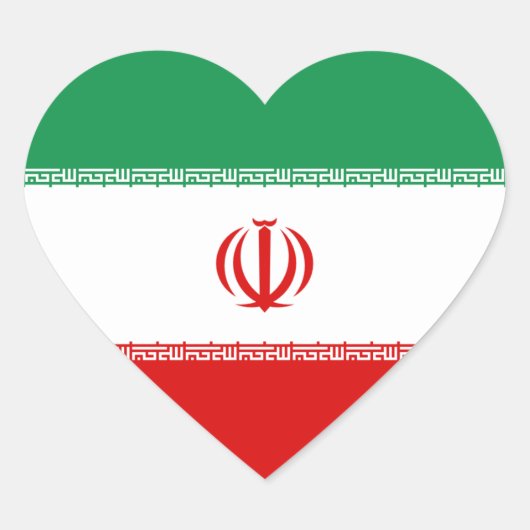 Sticker de coeur du drapeau iranien (Devant)
