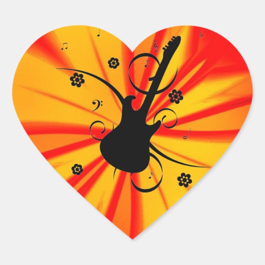 Sticker de coeur guitare (Devant)