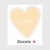 Sticker de coeur jaune avec nom (Feuille)