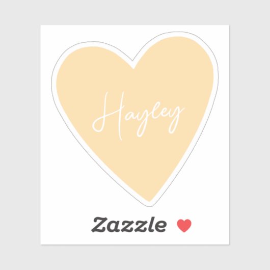 Sticker de coeur jaune avec nom (Feuille)