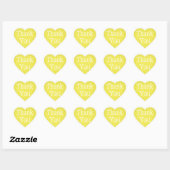 Sticker de coeur jaune Merci (Feuille)