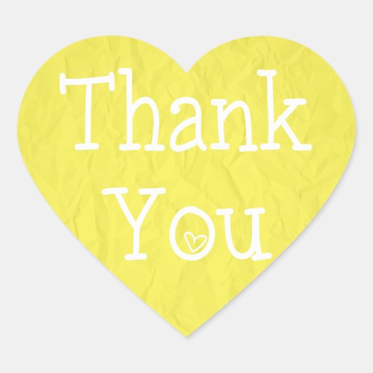 Sticker de coeur jaune Merci (Devant)
