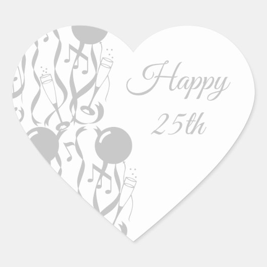 Sticker de coeur Joyeux 25e anniversaire (Devant)