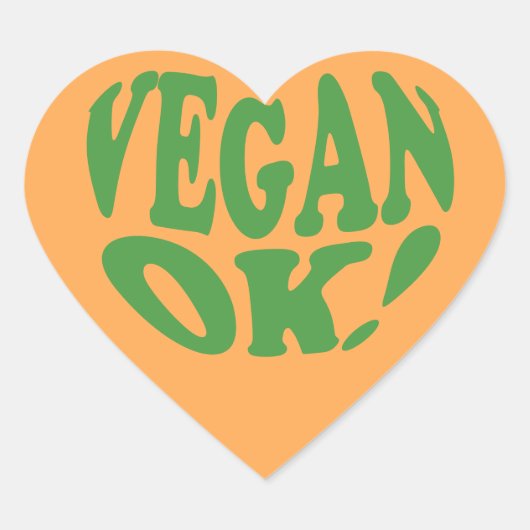 Sticker de coeur orange Vegan OK (Devant)