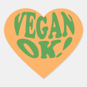 Sticker de coeur orange Vegan OK