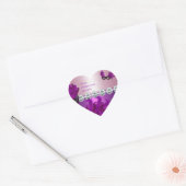 Sticker de coeur Plumes de diamant rose pourpre (Enveloppe)