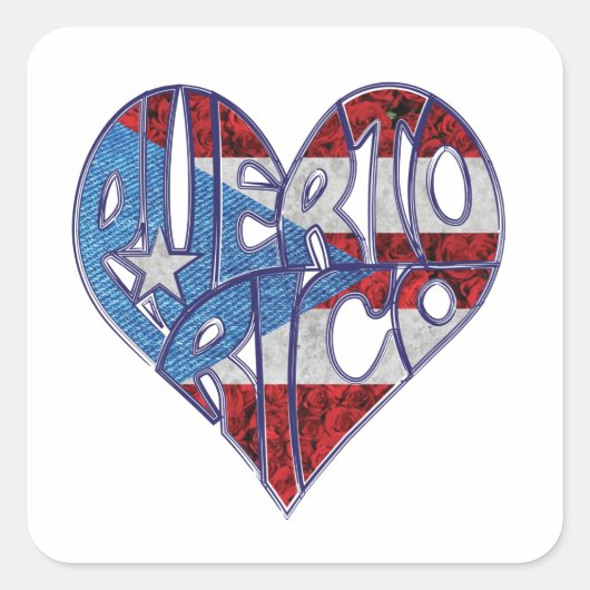 Sticker de coeur Porto Rico Flag (Devant)
