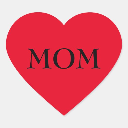 Sticker de coeur rouge disant MOM (Devant)