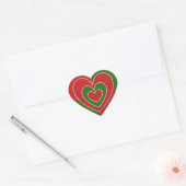 Sticker de coeur vert et rouge (Enveloppe)
