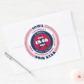 Sticker de conception circulaire Iowa patriotique (Enveloppe)