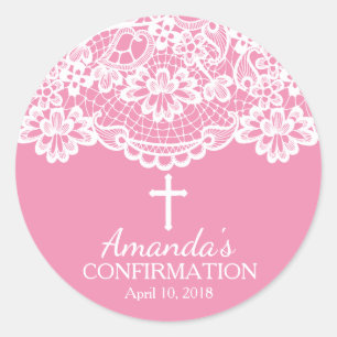 Sticker de confirmation de dentelle Vintage rose