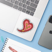 Sticker de contour cardiaque Paisley (Ordinateur portable avec iPhone)