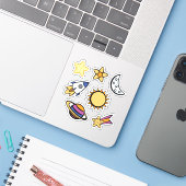 Sticker de contour mobile Dreams of Space (Ordinateur portable avec iPhone)
