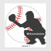 Sticker de contours de conception de base-ball Cat (Feuille)