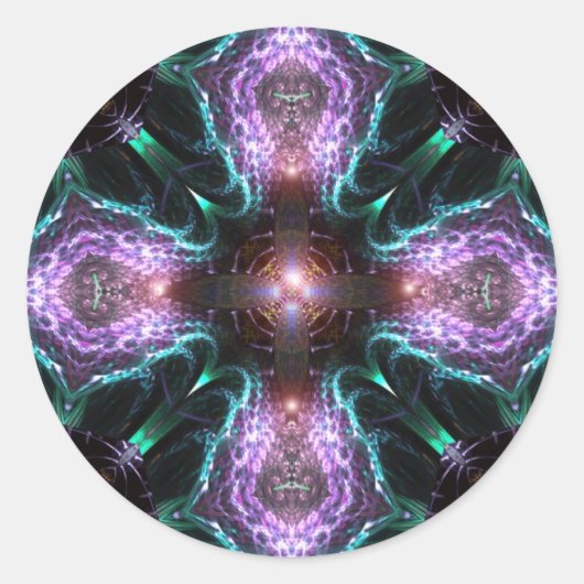Sticker de croix violet fractal (Devant)