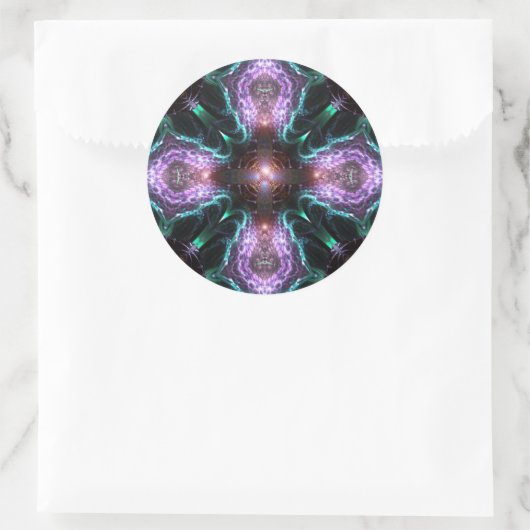 Sticker de croix violet fractal (Sac)