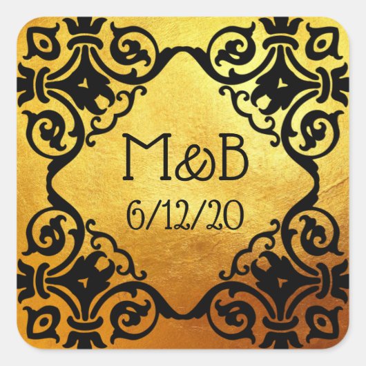 Sticker de date initiale du Mariage Gold personnal (Devant)